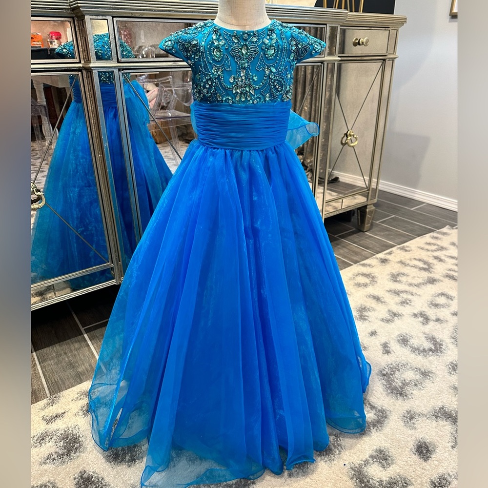 Sherri Hill Little Size 4 Turquoise Pageant Dress